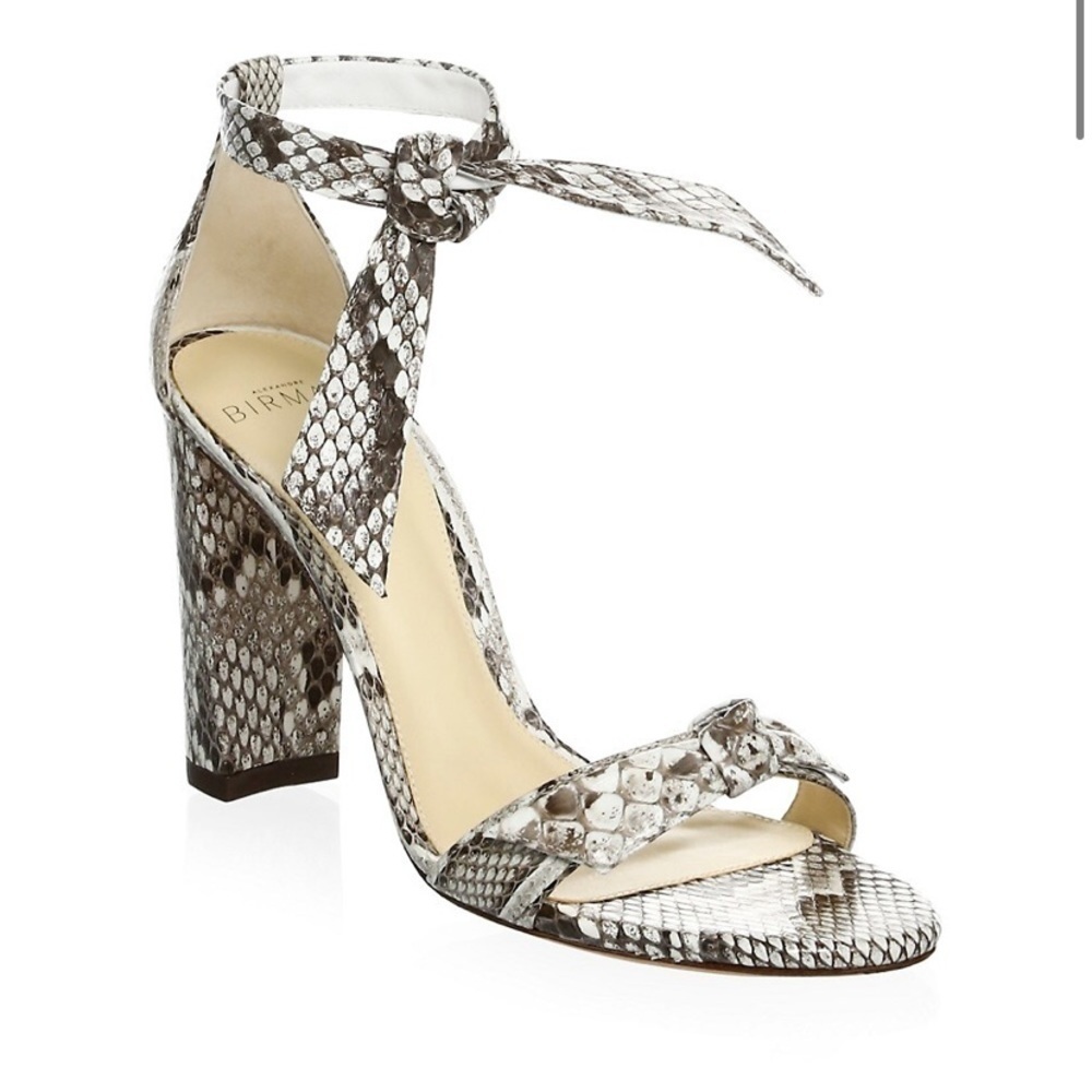 Alexandre Birman Clarita Bow Python Block Heel Sa… - image 3